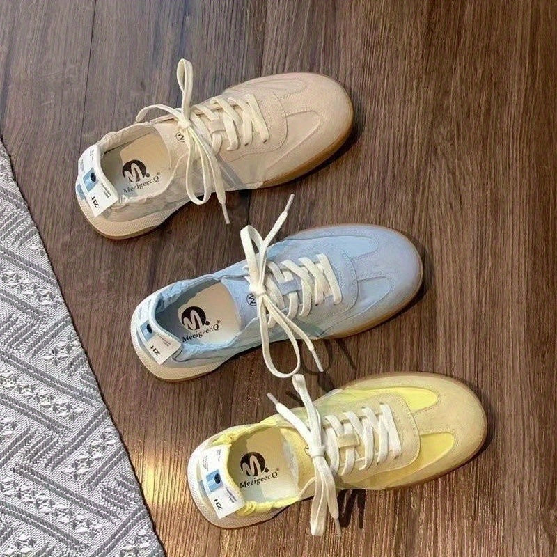 Women's 2026 New Ballet Sneakers - Lightweight Breathable Low-Top Round Toe Lace-Up Sneaker with Upper & Cushioned Sole Suitable for Ballet, Dance, Gym, Casual Wear - Spring Sports Shoes, Women Shoes