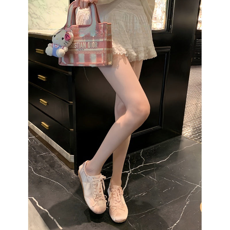 White Retro Women'S Shoes Ballet Flats with Bowknot Casual Walking Comfortable Everyday Wear, Women Shoes, Sneakers