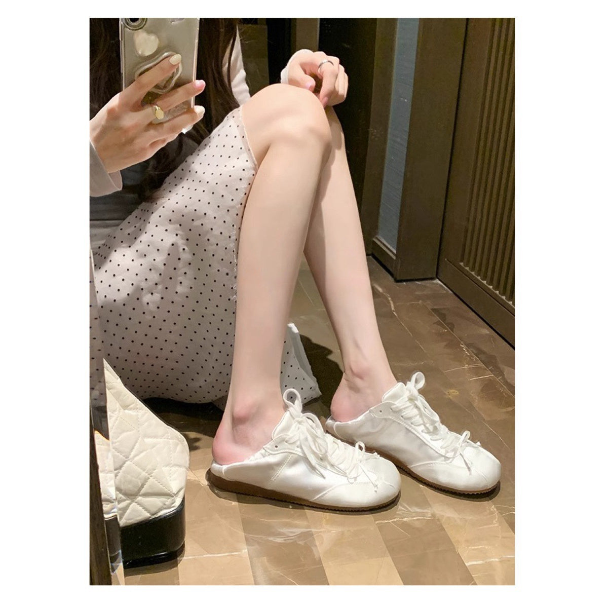 White Retro Women'S Shoes Ballet Flats with Bowknot Casual Walking Comfortable Everyday Wear, Women Shoes, Sneakers