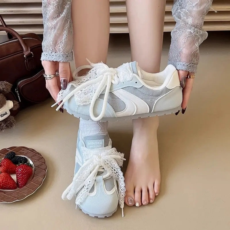 Round-Toe Women'S Casual Sneakers, Versatile, Breathable, Flat-Soled, Niche Style for Spring 2026, Women Shoes