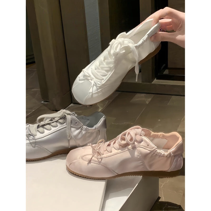 White Retro Women'S Shoes Ballet Flats with Bowknot Casual Walking Comfortable Everyday Wear, Women Shoes, Sneakers