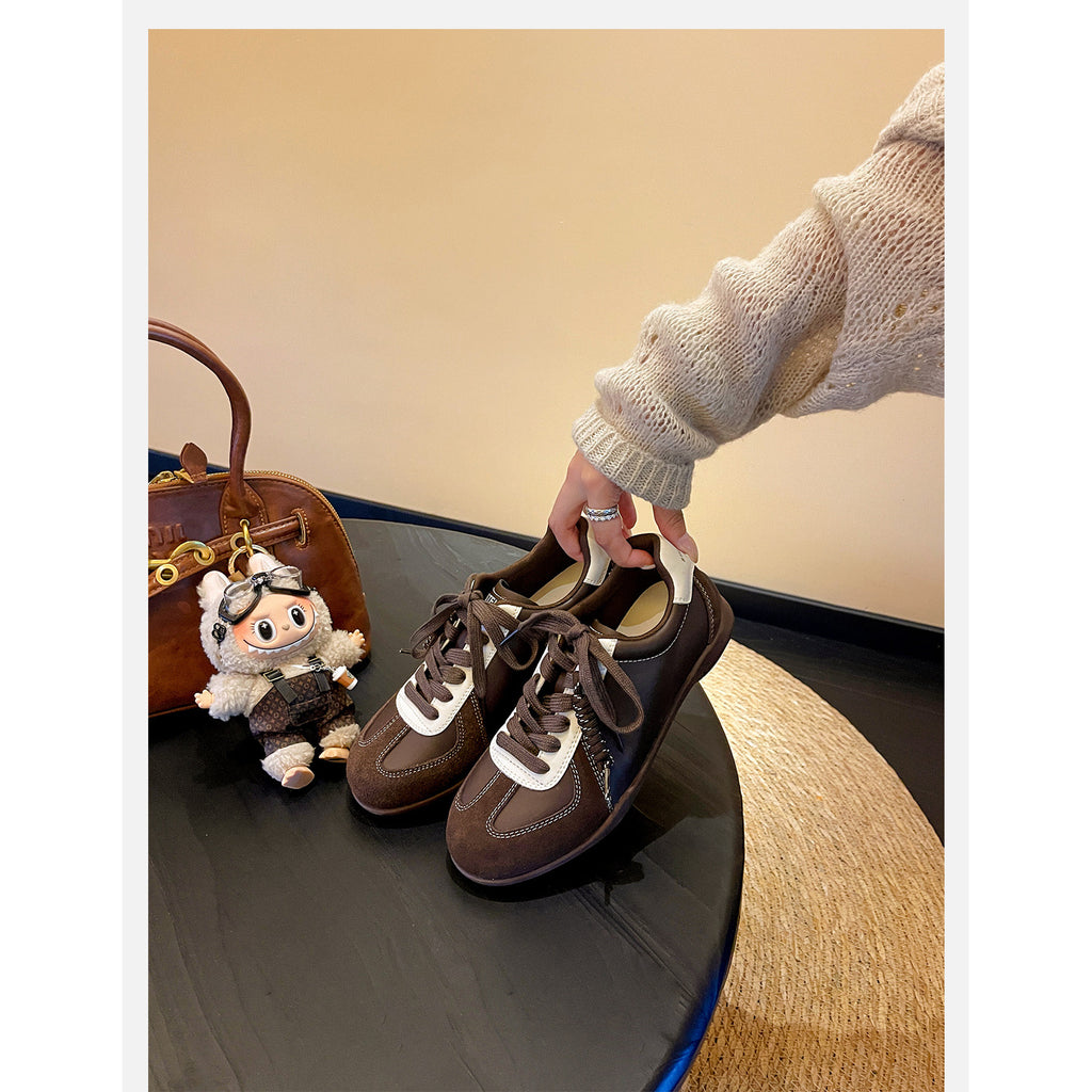 2026 Fall New Retro Color Block Genuine German Trainer Sneakers Women Platform Casual Walking Shoes, Women Shoes