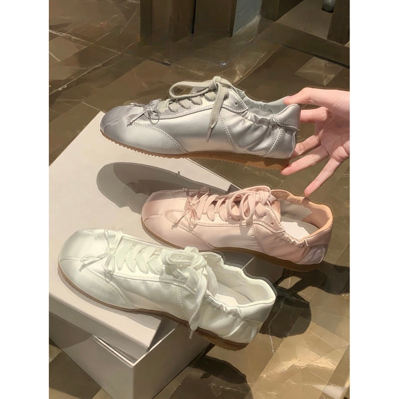 White Retro Women'S Shoes Ballet Flats with Bowknot Casual Walking Comfortable Everyday Wear, Women Shoes, Sneakers