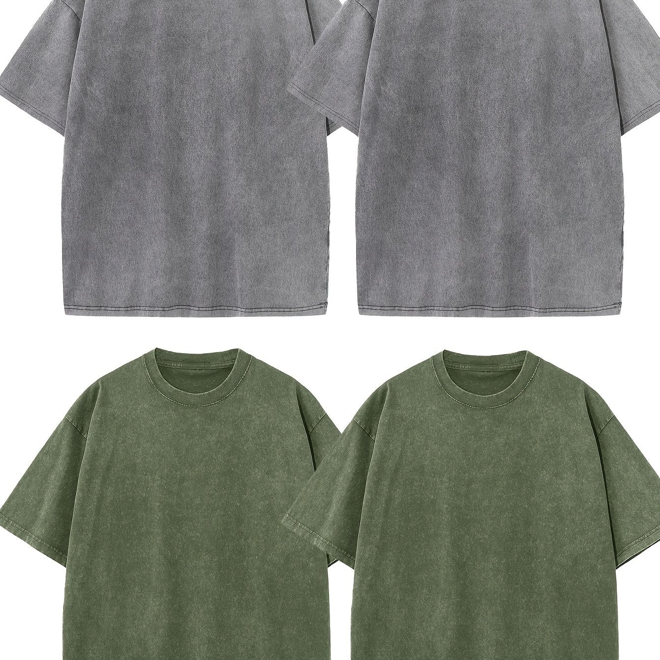 4pcs Men's Oversized Cotton T-shirt Loose Vintage Wash T-shirt Neutral Heavyweight Short-sleeved Casual Shirt Shirt Wash Round Neck Loose Basic Street Wear Loose Top