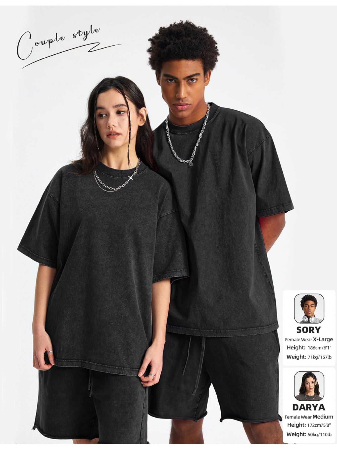 And Armor 5pcs Set of Men's Loose-fit T-shirts, Acid-washed Vintage Heavyweight T-shirts