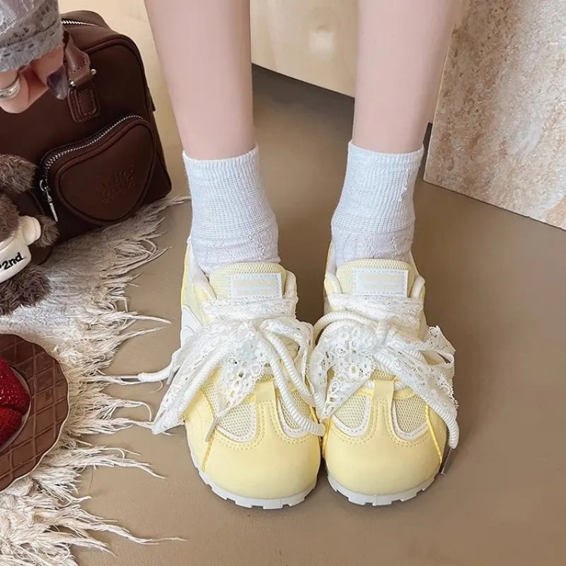 Round-Toe Women'S Casual Sneakers, Versatile, Breathable, Flat-Soled, Niche Style for Spring 2026, Women Shoes