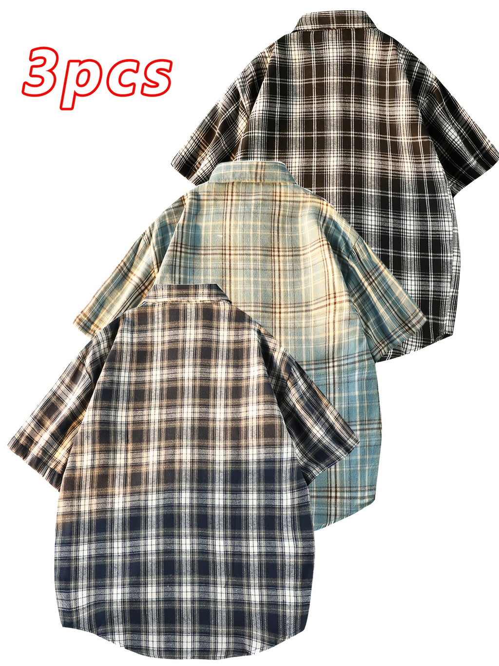 This Unisex Retro Casual Short-Sleeve Shirt Comes in a 3pcs Set And Is Perfect for Both Men And Women. It Showcases a Chic And Straightforward Checkered Design Suitable for Any Season. The Loose And Comfy Fit Caters to Diverse Preferences
