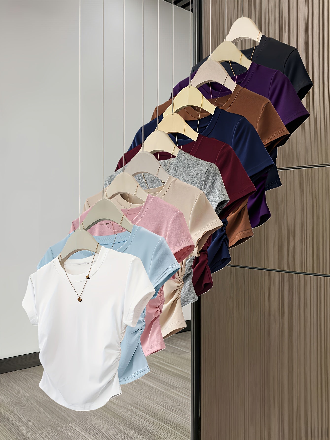 Assorted Solid Color Women'S T-Shirts 10-Pack - Skin-Friendly Soft Fabric & Slim Fit - Casual Short-Sleeve Basic Tees for Daily\u002FMatch Wear