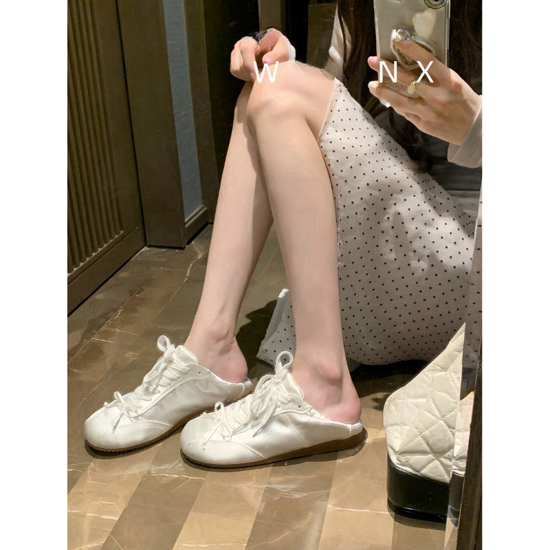 White Retro Women'S Shoes Ballet Flats with Bowknot Casual Walking Comfortable Everyday Wear, Women Shoes, Sneakers