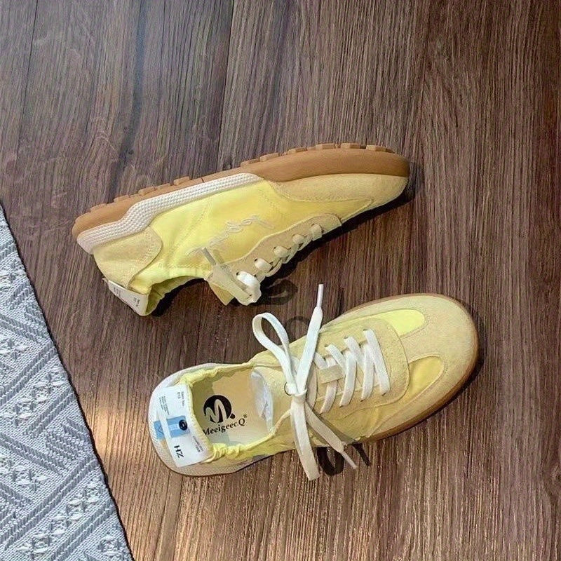 Women's 2026 New Ballet Sneakers - Lightweight Breathable Low-Top Round Toe Lace-Up Sneaker with Upper & Cushioned Sole Suitable for Ballet, Dance, Gym, Casual Wear - Spring Sports Shoes, Women Shoes