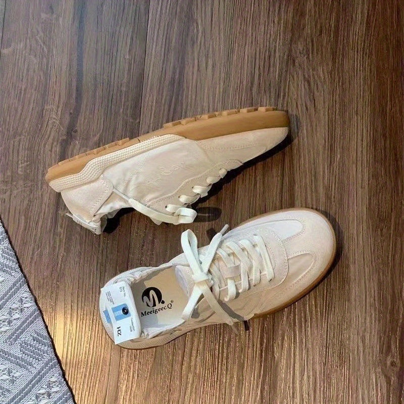 Women's 2026 New Ballet Sneakers - Lightweight Breathable Low-Top Round Toe Lace-Up Sneaker with Upper & Cushioned Sole Suitable for Ballet, Dance, Gym, Casual Wear - Spring Sports Shoes, Women Shoes